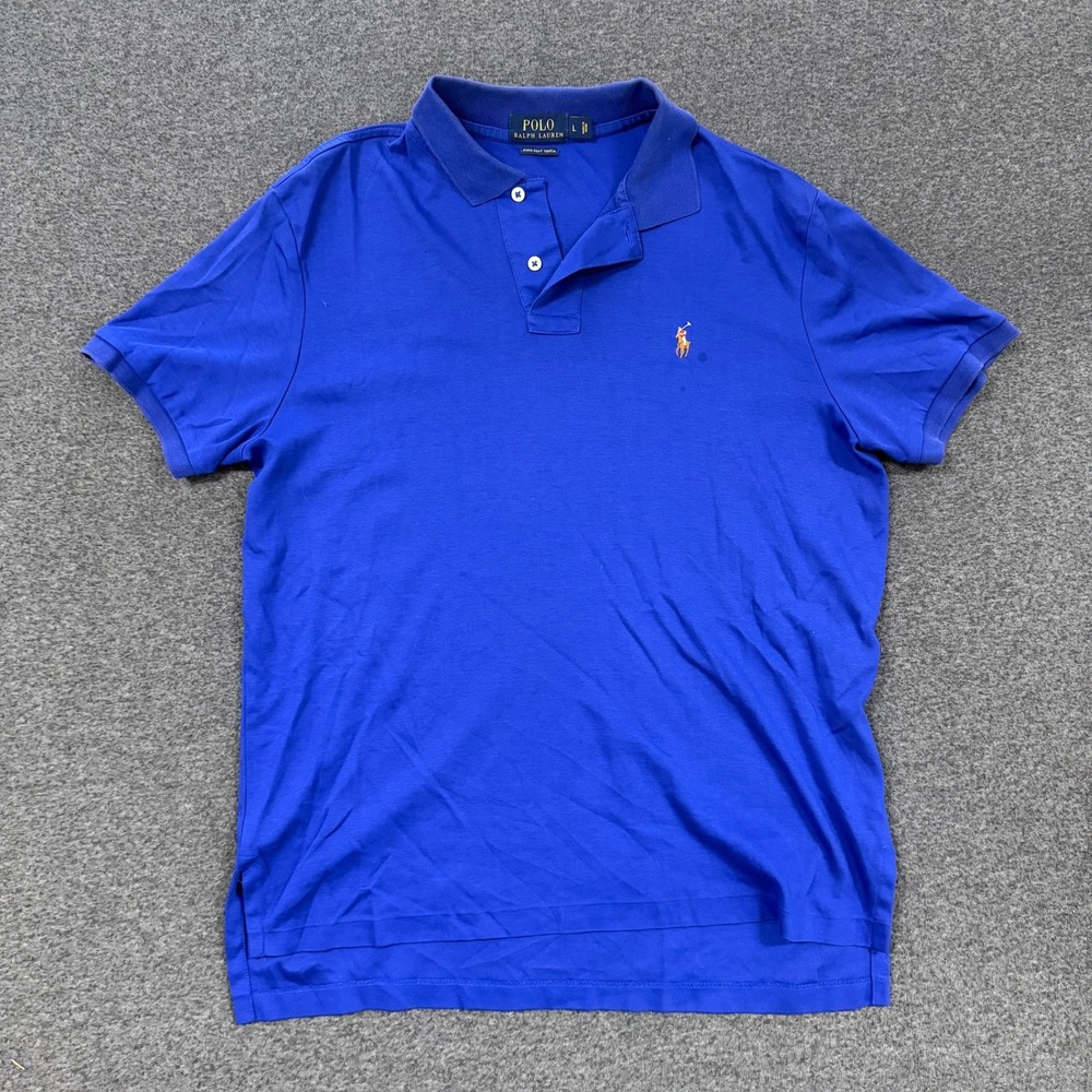 Modern Polo Ralph Lauren Polo Shirt Mens L Blue Good Pima Soft Touch Pony Logo